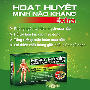Hoạt Huyết Minh Não Khang Extra Hỗ Trợ Hoạt Huyết, tăng Cường Tuần Hoàn Máu Não Hộp 2 Vỉ x 10 Viên Nang