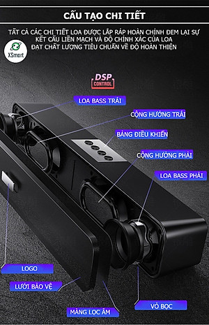 Loa Bluetooth Không Dây Cao Cấp XSmart A36 PRO BASS 2021 Âm Thanh Nghe Nhạc Siêu Đã Tương Thích Điện Thoại Máy Tính Laptop Tivi - Hàng Chính Hãng