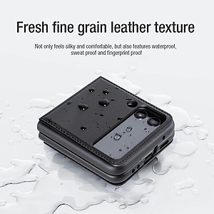 Case bao da chống sốc cho Samsung Galaxy Z Flip 3 trang bị chân chống giá đỡ điện thoại hiệu Nillkin Qin Vegan (bảo vệ máy cực tốt, chất liệu da thật cao cấp, thiết kế thời trang cá tính) - hàng nhập khẩu