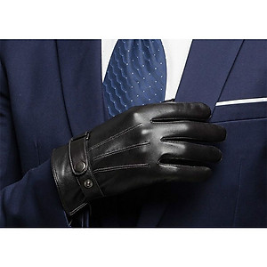 Bao tay da nam YAOYAO BHY8597L Găng tay nam da cừu lót len, cúc bấm điều chỉnh ôm tay.