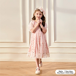 Đầm tiểu thư dự tiệc cho bé gái Bigfox Miss Meow, váy công chúa size đại ren lưới hồng mùa hè 7,9,11 tuổi 30kg