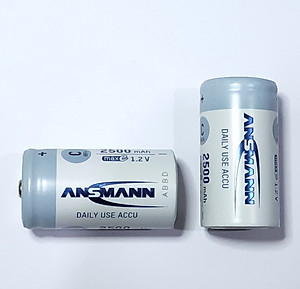 Pin trung sạc ANSMANN C2500 - (Baby C) vỉ 2 viên - Hàng Nhập Khẩu