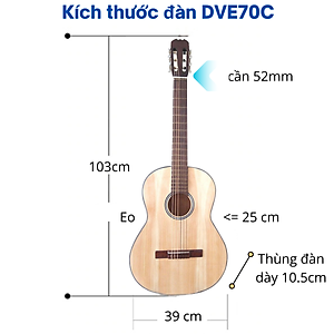 Đàn guitar classic DVE70C gỗ laminate âm thanh tốt trong tầm giá dành cho bạn mới tập Duy Guitar tặng 4 phụ kiện