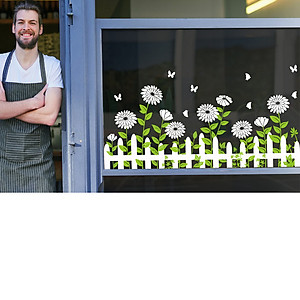 Decal dán tường dán kính hoa mặt trời trắng SK7189ds