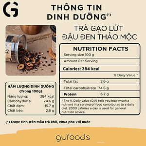 Trà gạo lứt đậu đen thanh nhiệt GUfoods - Tự nhiên, Healthy, Thanh lọc cơ thể, Mát gan, Cải thiện giấc ngủ, Đa dạng hương vị
