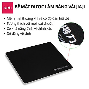 Miếng Lót Chuột DELI Hàng Chính Hãng Bàn Di Chuột Không Viền, Vải Jiaji Di Chuột Êm Ái Chống Thấm Nước Đàn Hồi Tốt
