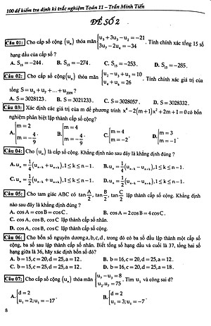 Sách 100 Đề Kiểm Tra Định Kì Trắc Nghiệm Toán Lớp 11