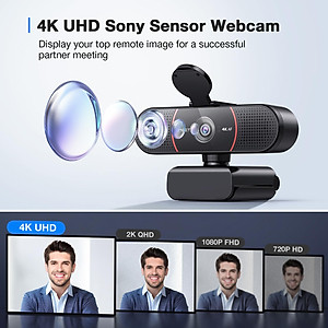 Emeet C960 / C960 4K - Webcam Họp Trực Tuyến Góc Rộng, Full HD/ 4K Tự Động Lấy Nét Và Căn Chỉnh Ánh Sáng - Hàng Chính Hãng