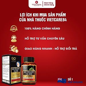 Viên gout nhập khẩu chính hãng New Zealand GO CELERY 16000mg (60 viên) giúp giảm các triệu chứng bệnh gút: giảm uric acid, làm giảm triệu chứng sưng đau do gut