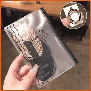 SET 100 DÂY THUN CỘT TÓC SIÊU DAI SIÊU BỀN CÓ TÚI ZIP