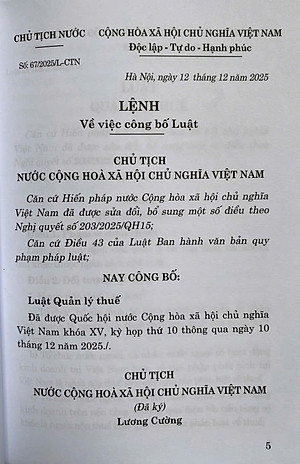 Luật Quản Lý Thuế Năm 2025