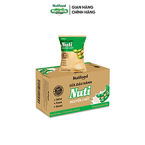 Thùng Sữa Đậu Nành NutiMilk Nguyên Chất 200ml (Bịch 200ml x 36) - Bổ Sung Dinh Dưỡng Từ Hạt Đậu Nành