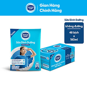 Thùng 48 Bịch Sữa Tiệt Trùng Dutch Lady Cô Gái Hà Lan Không Đường 180ml