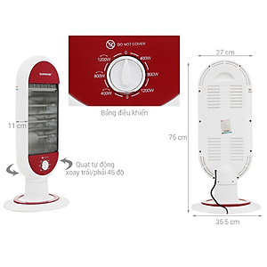 Sưởi Điện Hồng Ngoại Sunhouse SHD7022 (1200W) - Hàng Chính Hãng