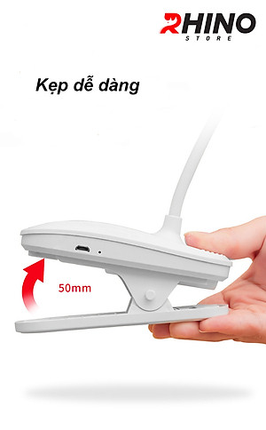 Đèn học LED gắn kẹp bảo vệ mắt chống cận cảm ứng Rhino L401, tích điện đa năng làm việc, để bàn học - Hàng chính hãng