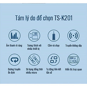 Mic không dây TS-K201 Takstar [Hàng chính hãng] - Micro Karaoke - sân khấu không dây đa năng Takstar 