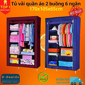 Tủ Quần Áo 2 Buồng 6 Ngăn Tiện Lợi, Tủ Vải 170cm Chất Lượng Cao Chắc Chắn, Vững Chãi - Hàng Chính Hãng miDoctor