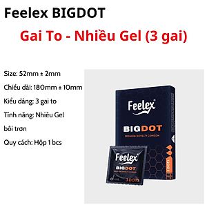 Bao cao su Feelex Bigdot gân gai bi lớn 3, 6 Bi nhiều gel bôi trơn, Hộp 1 bcs