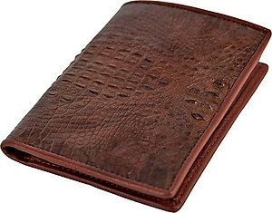 Ví Nam Da Cá Sấu Nguyên Con Kiểu Đứng Huy Hoàng HT2239 (12.5 x 10 cm) - Nâu Đất