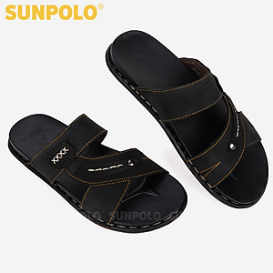 Dép Quai Ngang Nam Da Bò SUNPOLO SNA102 Trẻ trung, Năng động (Đen, Nâu bò)