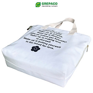 Túi Tote Nữ Grepaco Xách Vải Bố Canvas Cao Cấp In Chữ Đẹp Đeo Chéo Vai Có Khóa Kéo Nhiều Ngăn Dùng Đi Học, Làm Công Sở, Du Lịch Phong Cách Thời Trang Hàn Quốc - Tặng Túi Đựng Mỹ Phẩm
