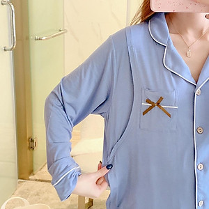 Đồ Bộ Bầu Cho Con Bú, Pijama sau sinh Cho Mẹ AZ89 Chất Liệu Cotton Co Giãn Hàng Cao Cấp Mặc Hè Thu