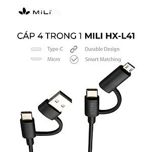  Dây Cáp Sạc 4 Trong 1 Input USB Type-C/USB-A và Output USB Type-C/Micro USB MiLi 1m - HX-L41 - Hàng Chính Hãng