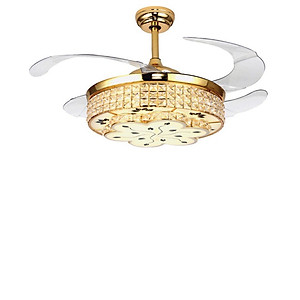 Quạt trần có đèn trang trí, giấu cánh khi tắt, có điều khiển từ xa, có thể bật được quạt riêng và đèn riêng