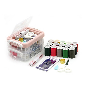 Hộp Kim Chỉ Khâu Đa Năng 2 Tầng 20 Chi Tiết Tiện Lợi Khâu Vá Quần Áo - Bộ Hộp Kim Chỉ May Vá Đa Năng