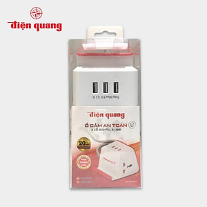 Ổ cắm Điện Quang ĐQ ESK 2WR 23-3U (2 lỗ 3 chấu, 3 USB, dây dài 2m, màu trắng đỏ)
