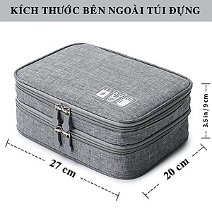 Túi đựng phụ kiện điện thoại 2 ngăn lớn cải tiến kích thước 27cm nhiều ngăn chống nước, chống sốc - Hàng chính hãng D Danido