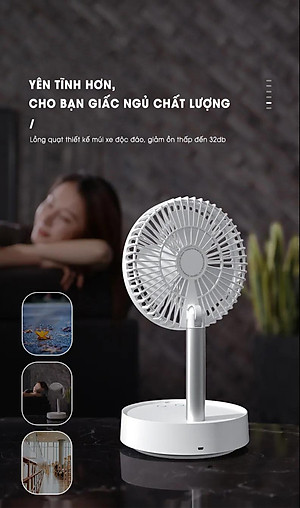 Quạt Tích Điện Để Bàn Xiaomi 3life 008 Sử Dụng 6-24 Giờ Liên Tục Tùy Cấp Độ Gió - Hàng Nhập Khẩu