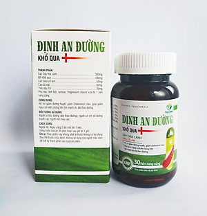 Viên Uống Giúp Hạ Nhanh Đường Huyết Định An Đường - Giảm Biến Chứng Bệnh Tiểu Đường Type 1 Và Type 2, Hạ Mỡ Máu, Giảm Cholesterol Trong Máu - Lọ 30 Viên