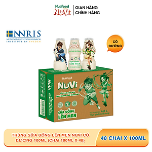 Thùng 48 hộp sữa uống lên men NuVi Có Đường 100ml