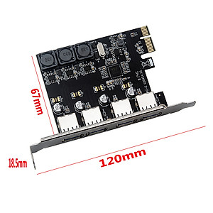 Four Ports USB 3.0 Super Fast 5Gbps PCI-E Expansion Card PCI Express Adapter Converter Card 6A Power Supply Module For - Black
