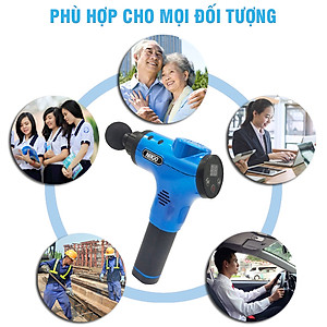 Súng (Máy) Massage Cầm Tay Nikio NK-170B - 6 Đầu Matxa, 5 Chế Độ, 6 Tốc Độ Mát Xa, Pin Sạc Không Dây 2000mAh - Hỗ Trợ Giảm Đau Nhức Và Giãn Cơ Toàn Thân, Công Nghệ Bộ Gõ Thế Hệ Mới