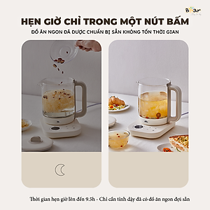 Bình Pha Trà BEAR 1,5L Ấm Thủy Tinh Đun Nước Giữ Nhiệt Hẹn Giờ Có Lưới Lọc Bảo Hành 18 Tháng - SB-PT15K 1000W