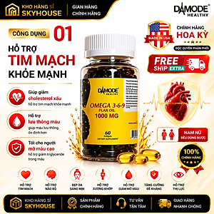 Viên uống hỗ trợ tim mạch OMEGA 369 DAMODE lọ 60 viên hỗ trợ tăng cường trí não chính hãng Hoa Kỳ 