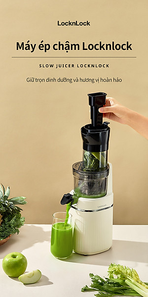  Máy ép chậm Locknlock EJJ421IVY Slow juicer - Dung tích 0.8L, 200W, 220-240V, 50Hz - Hàng chính hãng
