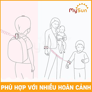 Dây đai vòng đeo tay dắt bé đi dạo, phản quảng có khóa an toàn chống lạc cho trẻ em MySun