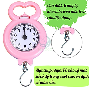 Cân Treo Mini Đa Năng 10kg Cân Lò Xo Mini Dạng Móc- Cân Treo Tay Tiện Lợi Du Lịch- Cân Mini Móc Treo Cầm Tay- Cân Treo Nhựa Siêu Nhẹ 10kg
