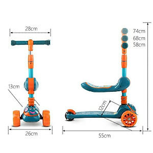 Xe trượt scooter cho bé có ghế ngồi điều chỉnh - bánh xe phát sáng
