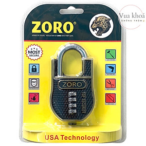 Ổ khóa mật mã chống cắt ZORO cao cấp 6 phân - thép chống gỉ chống nước - khóa cửa mật khẩu 4 số bảo mật cao chống trộm - hàng chính hãng