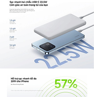 Sạc Dự Phòng Xiaomi Power Bank 10000mAh 22.5W Lite TH | Sạc Nhanh | Sạc Cùng Lúc Nhiều Thiết Bị | Bảo Hành 12 Tháng | Hàng Chính Hãng 