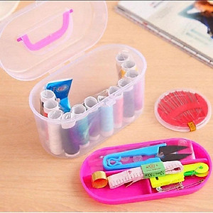 Hộp Kim Chỉ May Vá 2 Tầng – Có Kéo, Chỉ Màu, Kim, Khuy, Thước, Xỏ Kim,
