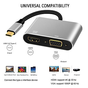 Cáp chuyển Đổi USB Type-c ra 4 cổng HDMI/ VGA/ USB và cổng sạc hỗ trợ chế độ Dex - UHV41160 Hàng Chính Hãng