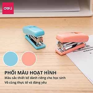  Dập ghim 10 Deli - Kèm 1000 ghim - Xanh, vàng, trắng, hồng - 1 cái E0254