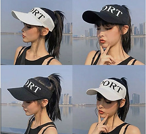 Mũ thể thao sport nửa đầu - Mũ lưỡi trai nửa đầu phong cách thời trang Aloha style-Nón Kết nửa đầu Nữ  Spor - Đen