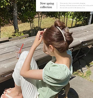 Kẹp Tóc Càng Cua Đính Ngọc Trai Nhân Tạo Phong Cách Hồng Kông Thâp Niên 90s