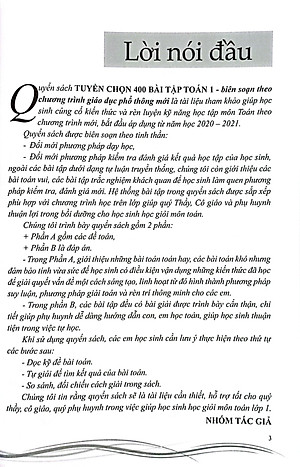 Sách - Tuyển Chọn 400 Bài Tập Toán 1 - Dành Cho Học Sinh Yêu Thích Toán